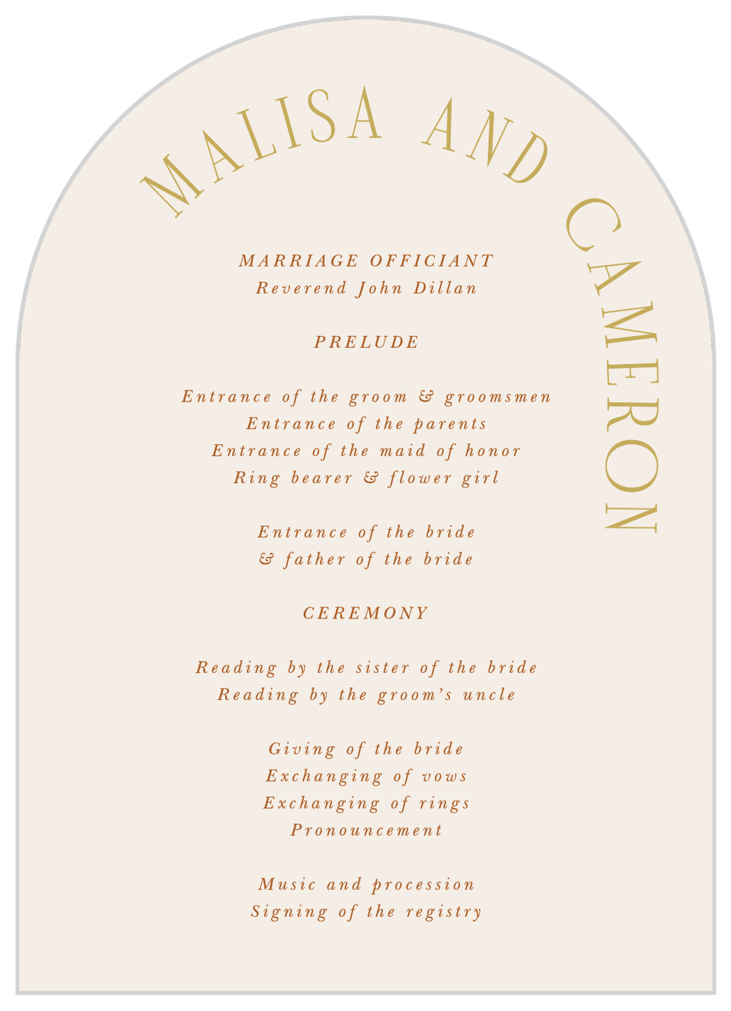 Type Arch Wedding Arch Programs