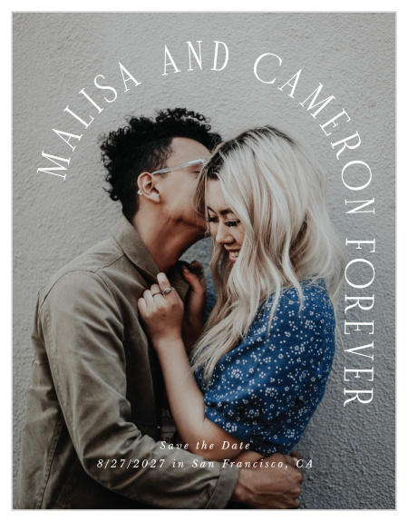 Announce your upcoming special day to close friends and family when you send out our Type Arch Wedding Arch Save the Date Cards.