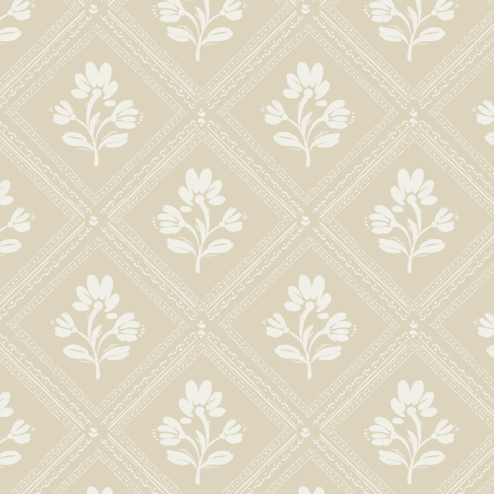 Add a lovely framed vintage look to any wall in your home with our Cubic Blossoms Peel And Stick Removable Wallpaper.