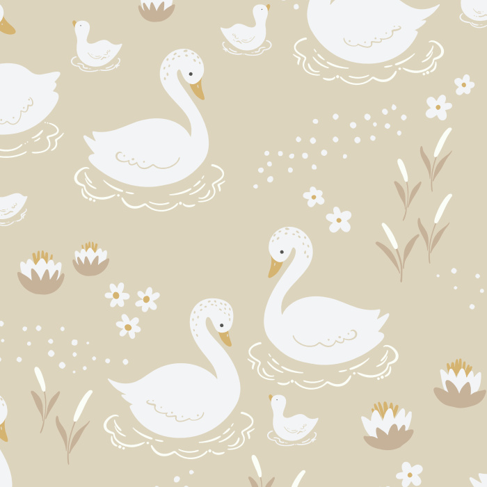 Create an enchanting space with our Swans on the Lake Peel and Stick Removable Wallpaper.