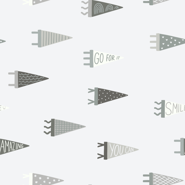 Create a truly cheerful space with our Petite Pennants Peel and Stick Removable Wallpaper. 