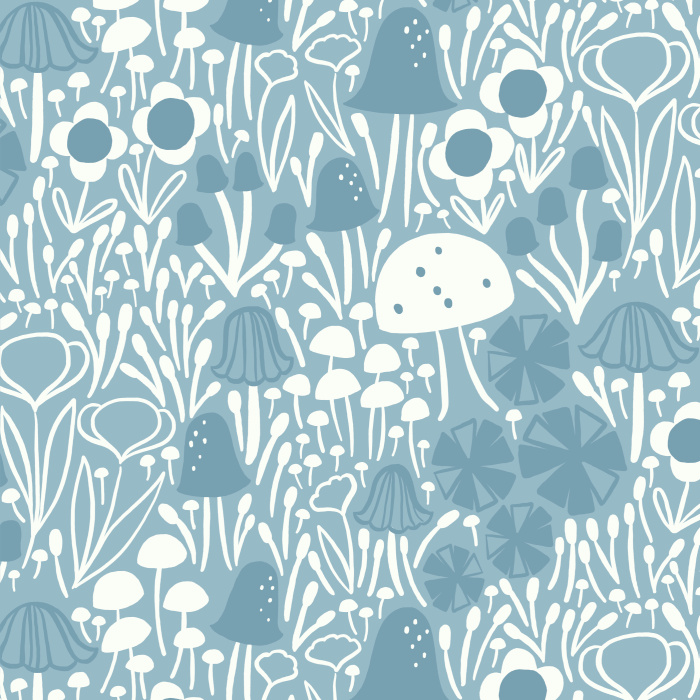 Create a whimsical dreamscape with our Mushroom Garden Peel and Stick Removable Wallpaper. 