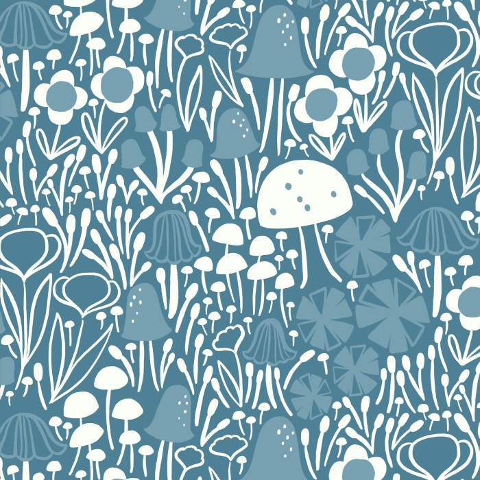 Create a whimsical dreamscape with our Mushroom Garden Peel and Stick Removable Wallpaper. 