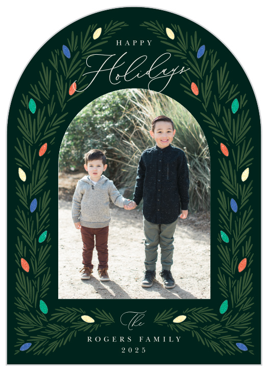 Light up the season with our Sparkling Lights Arched Holiday Cards.