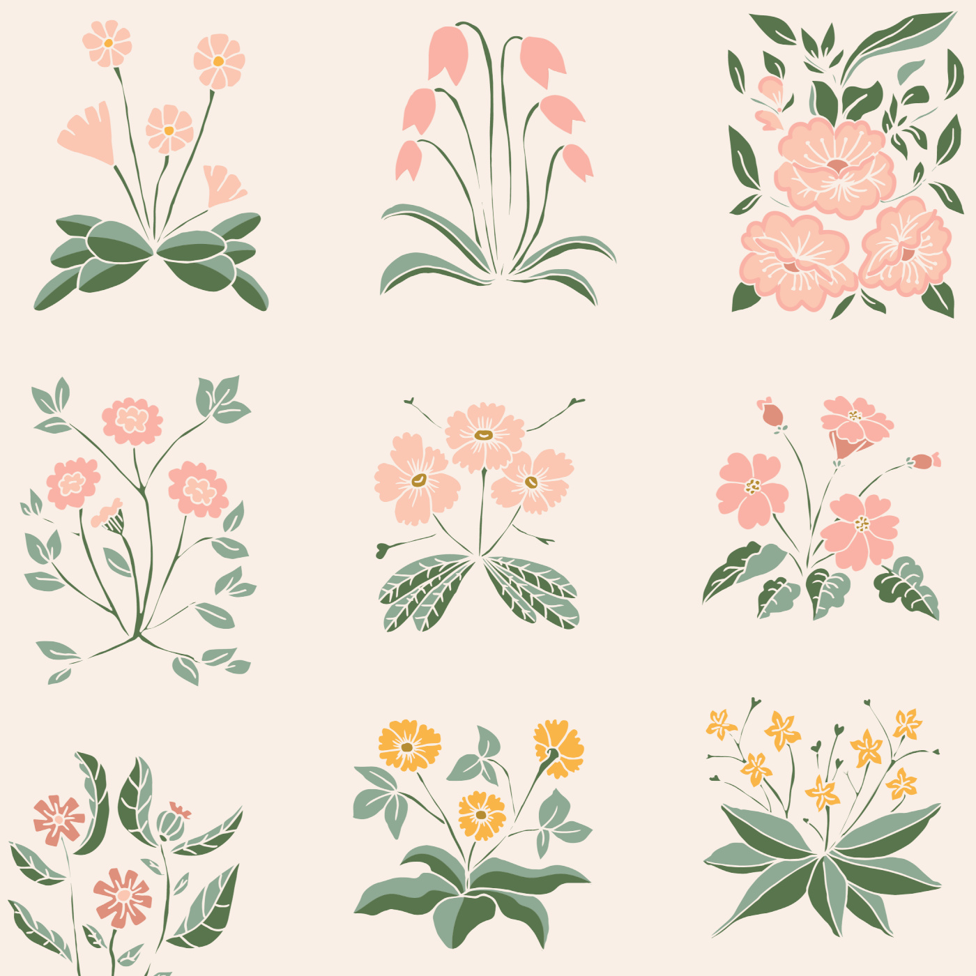 Columnar Millefleur Wallpaper