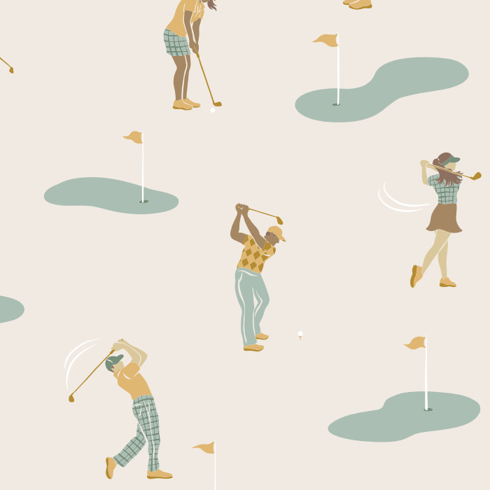 Add a fun, sporty vibe to any wall in your home with our Tee Time Peel And Stick Removable Wallpaper.