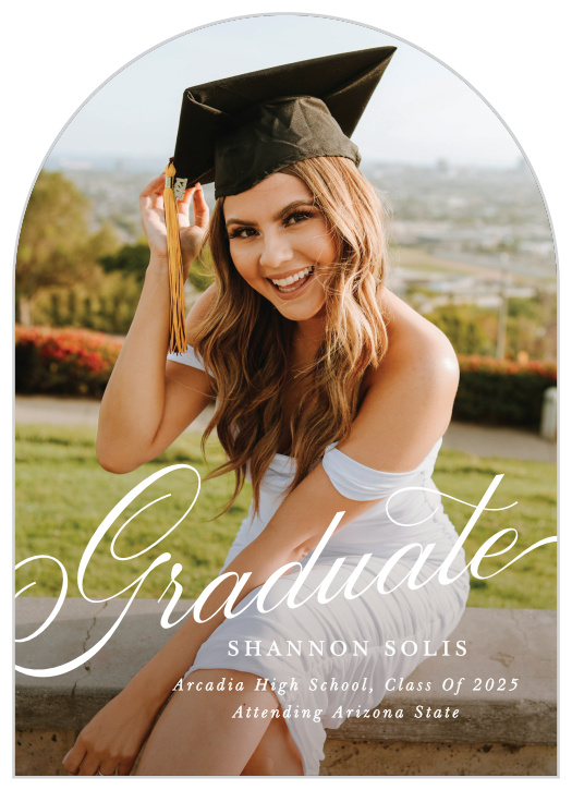 Celebrate your proudest achievement with family and friends with our Simply Stated Arched Graduation Announcements.