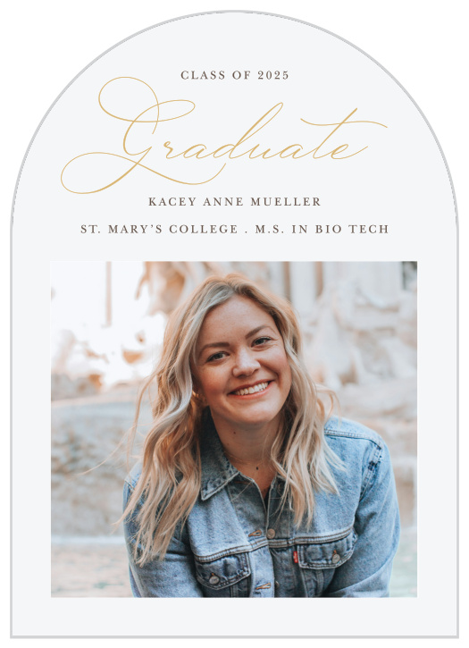Celebrate your accomplishment with our Swift Script Arched Graduation Announcements.