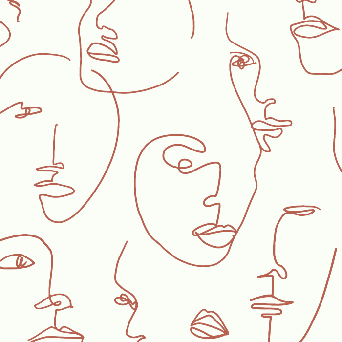 Create a uniquely chic space with our Abstract Faces Peel and Stick Removable Wallpaper. 