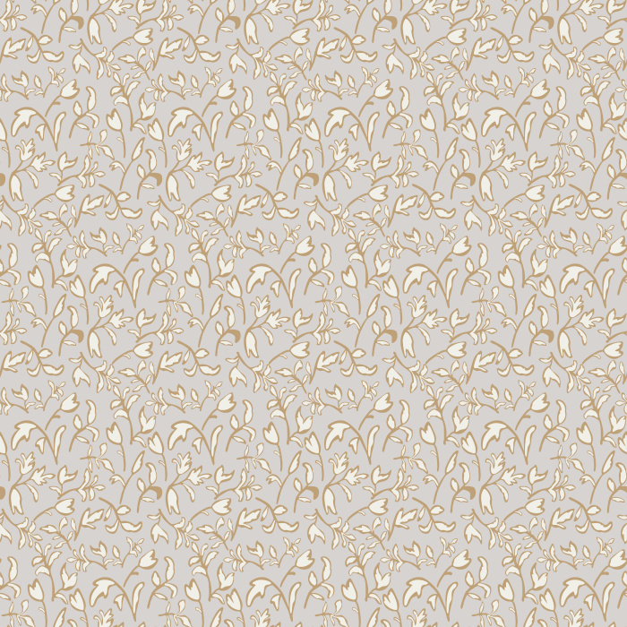 Leaf Arches Wallpaper features a graceful arched leaf motif in soft beige tones over a warm tan background, creating a timeless, cozy aesthetic.