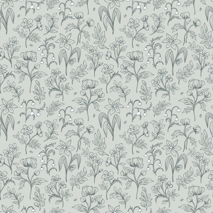Brighten your home with the delicate charm of Sketched Wildflora wallpaper, featuring hand-drawn wildflower and botanical line art in soft taupe on a crisp white background.