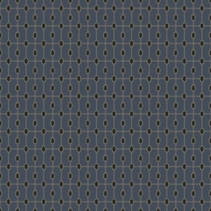 Add a touch of timeless sophistication to your interiors with Gridded Deco wallpaper, featuring a classic art deco-inspired geometric grid in muted gold on a rich navy blue background.