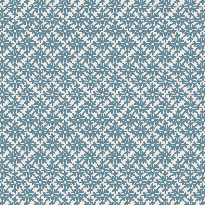 Underwater Tile wallpaper features a rich navy blue background with intricate cream botanical tile motifs, creating a striking blend of classic and coastal style.