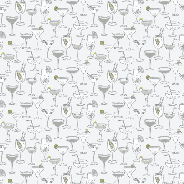 Bring a lively vibe with our Sip & Style wallpaper, featuring colorful cocktails and wine glasses on a soft cream background.