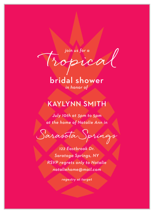 Our Tropical Pineapples Bridal Shower Invitations are a chic way to gather your loved ones to celebrate before the big day.
