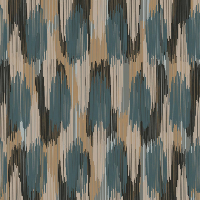 The Stria Weave Wallpaper features a bold, handwoven-inspired pattern in earthy tan and deep blue tones that bring texture and visual movement to any room.