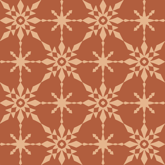 The Retro Quilt Wallpaper features a geometric floral star pattern in warm golden yellow on a soft cream background, inspired by mid-century quilt designs.