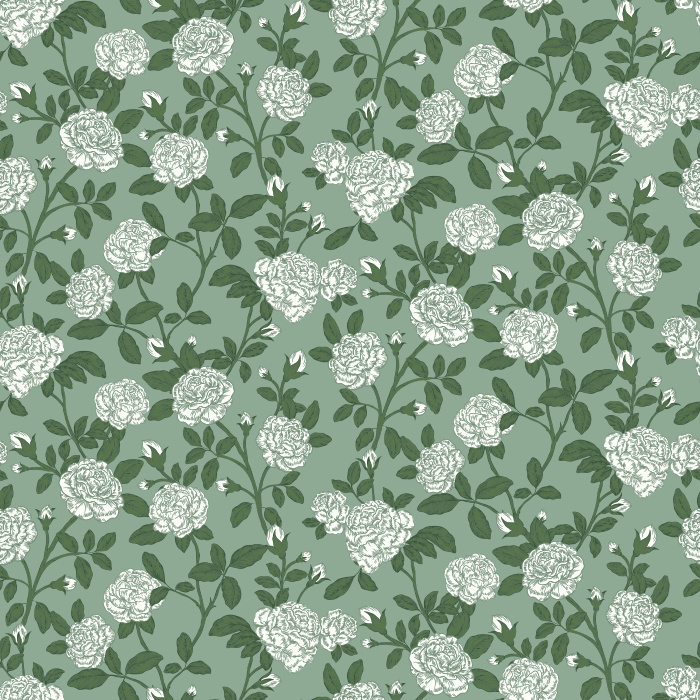 The Rose Garden Wallpaper brings timeless romance to your home with its charming pattern of bold red roses and lush green leaves on a soft blush background.