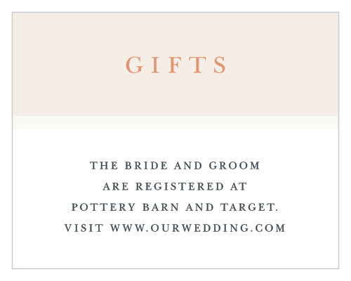 Let family and friends where you would like to receive your wedding gifts from when you send out our Champagne & Tables Registry Cards.