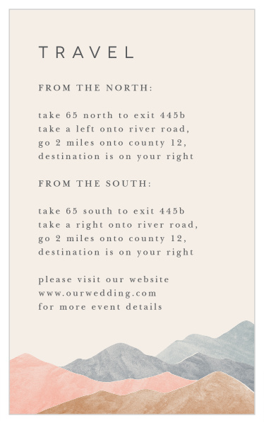 Guests will have no issue finding their way to your wedding venue with our Mystic Mountains Direction Cards.