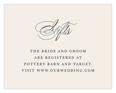 Our simple Traditionally Formal Registry Cards are the perfect, convenient addition to your wedding suite!
