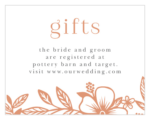 Let family and friends know where you would like your wedding gifts from when you send out our Floral Whimsy Registry Cards.