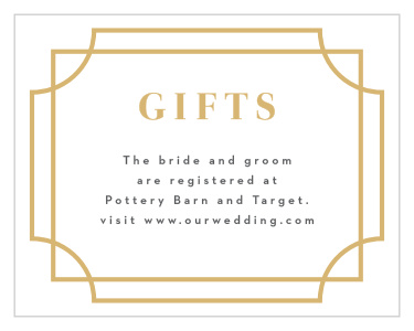 One size fits all registry card.