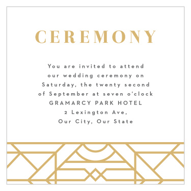 One size fits all ceremony card.