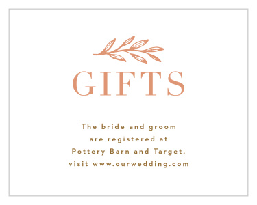 Our Ornate Corners Registry Cards let family and friends know where you have registered for wedding gifts.