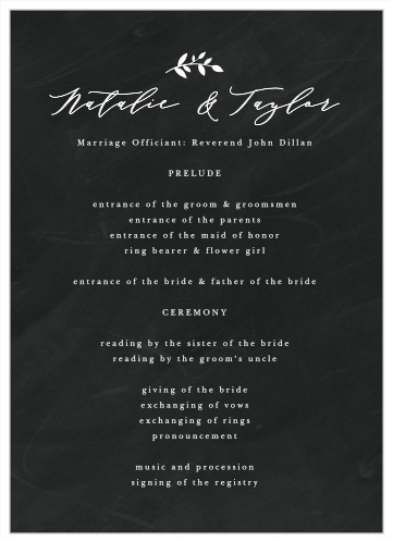 Chalkboard Art Wedding Programs