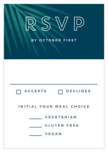 Further entice your guests to confirm their attendance to your wedding by sending them our Retro Paradise Response Cards!