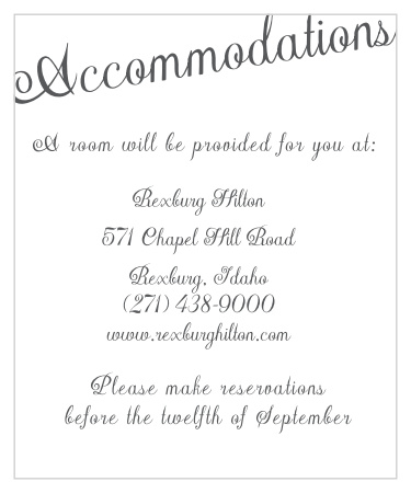 Recommend your favorite local hotel to out-of-town friends and family with our Plain Elegance Accommodation Cards.