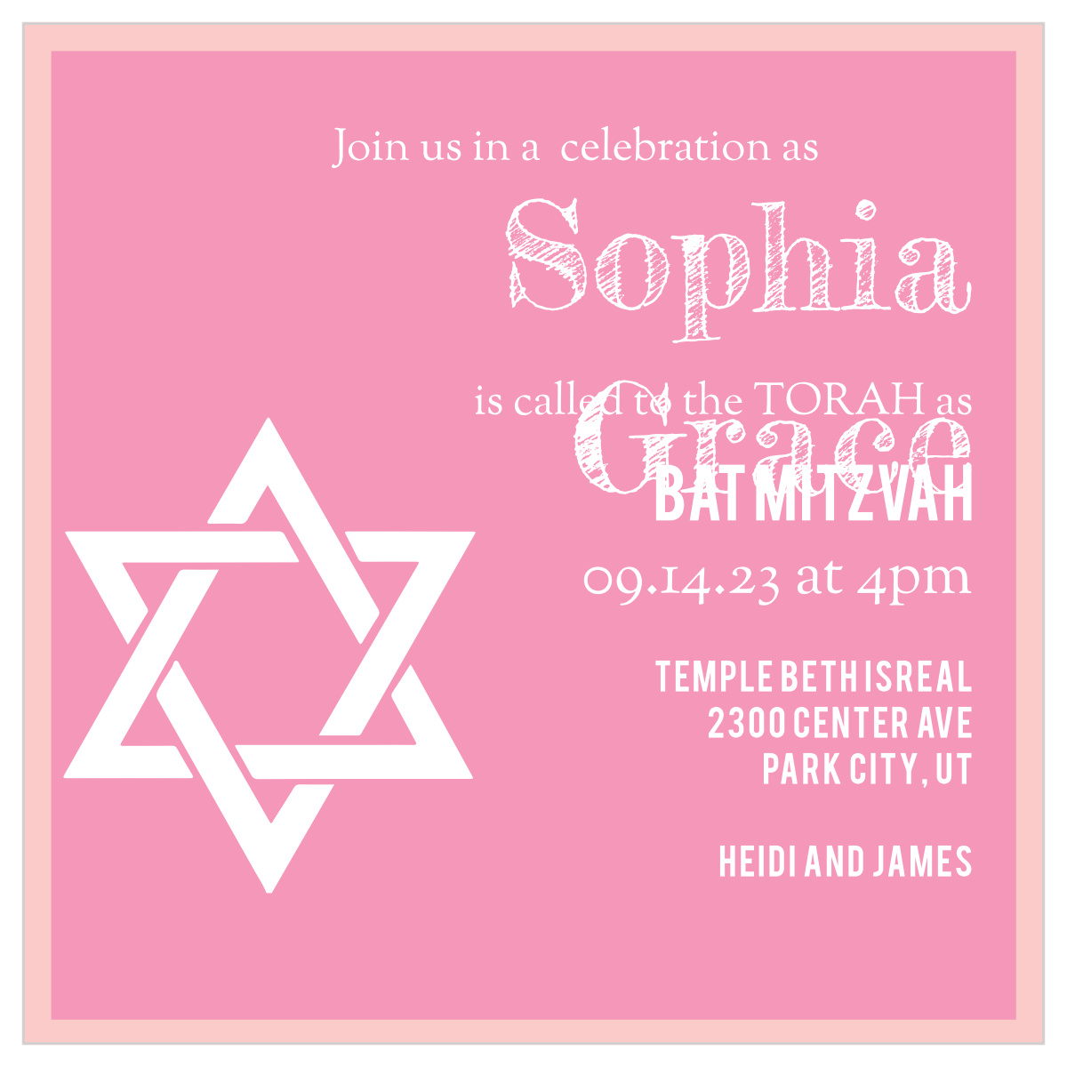 Bold Bordered Bat Mitzvah Invitations