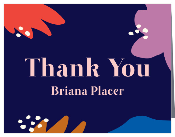 The Bordered Half Circle Graduation thank you cards are a fun design with almost unlimited color options. Update the colors of both circles, florals, and text with a real-time online preview.