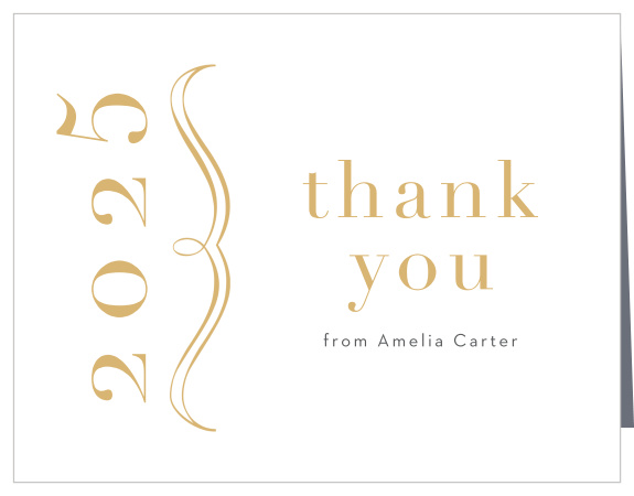 Share your gratitude for the support you received from your friends and family with the chic look of our Gilded Bracket Graduation Thank You Card.