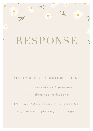 Our Falling Daisies Wedding Response Cards will help you keep track of how many people you'll be expecting at your ceremony and reception.