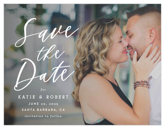 Beautifully announce your upcoming wedding with our Rocky Beach Stamp Save the Date Magnets!