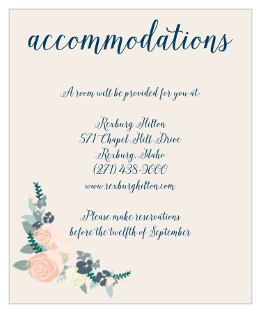 Recommend your favorite local hotel to out-of-town friends and family with our Illustrated Corner Wreath Accommodation Cards.