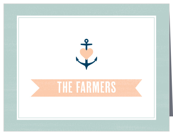 The Double Anchor Baby Shower Thank You Card features two crossed anchors and a delightful banner bearing your message. 