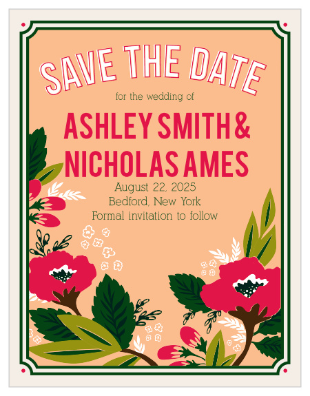 One size fits all Save The Date card.