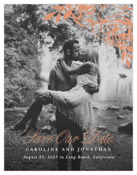 Your guests will love seeing our beautiful Rose Outline Save the Date Magnets on their fridge reminding them of your upcoming big day!