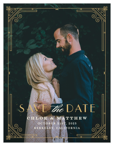 Our retro Night Deco Save the Date Magnets are nothing short of stunning - perfect for announcing your recent engagement and upcoming wedding!