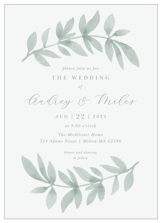 Bring close friends and family together to attend your big day with our Flowing Ferns Wedding Invitations.