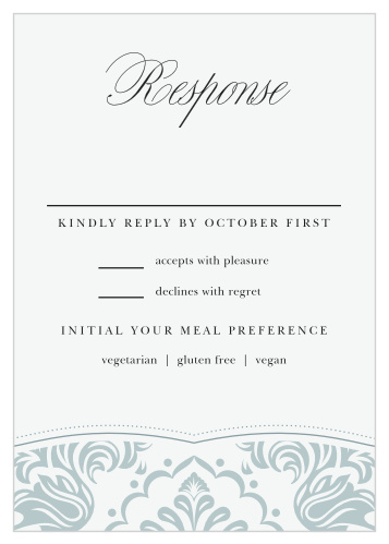 Easily gather your guest list with our Timeless Damask Response Cards!