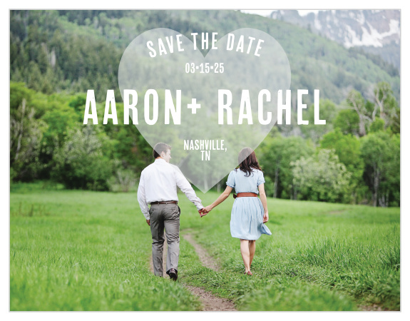 Create stylish announcements for your wedding with the Heart In Hand Photo Save-the-Date Cards.