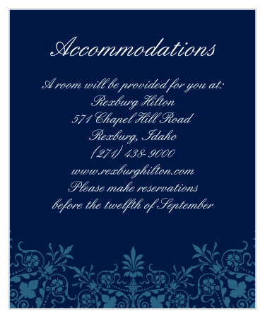 Our Elegant Spires Accommodation Cards inform family and friends where you have booked a block of rooms.
