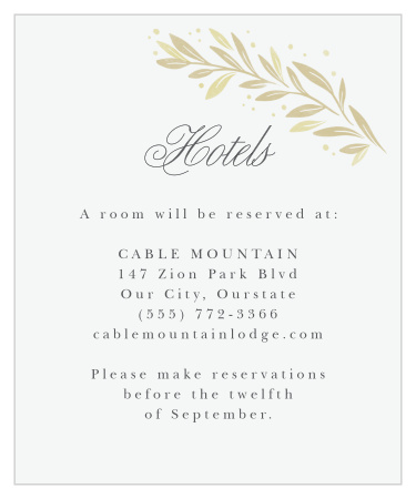 Our Modern Half Circle Accommodation Cards inform out-of-town family and friends where you have booked a block of rooms.