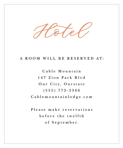 Our Fading Photo Accommodation Cards inform out-of-town family and friends where you have booked a block of rooms.