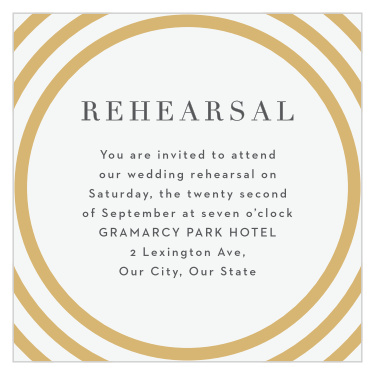 Gather family and friends together the night before your wedding with our Modern Circles Rehearsal Cards to ensure everything goes smoothly!