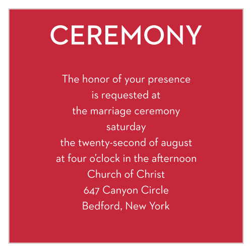 If you are looking for a bold ceremony card to match your unique eye-catching Royal Crown photo wedding invitation, then the Royal Crown ceremony card is the right enclosure card for you.